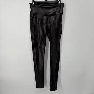 SPANX Faux Leather Croc Leggings Brown Women's Large Shiny‎ High Waisted